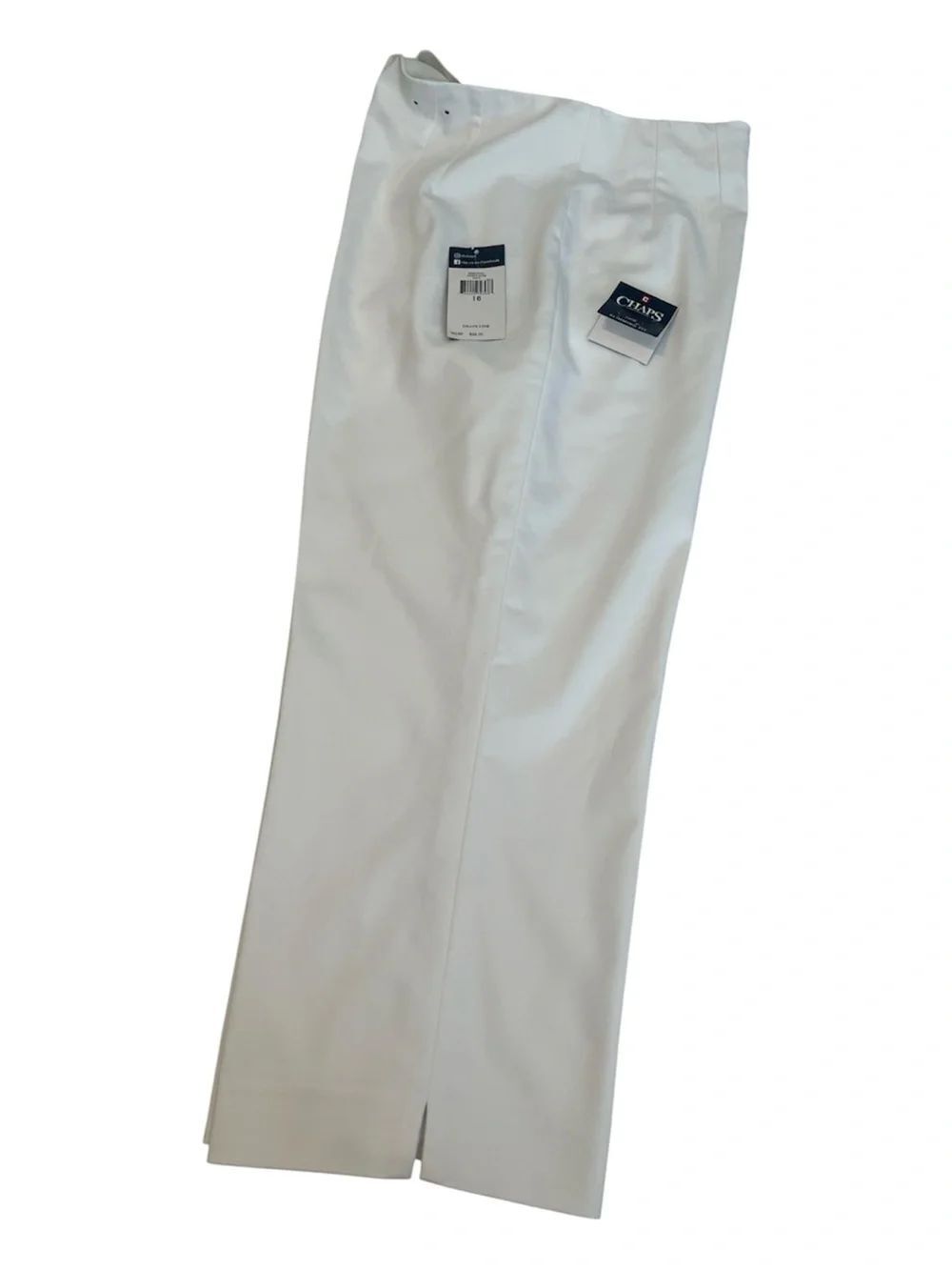 Chaps Size 16 White Straight-Leg Stretchy Dress Pants NWT but have been washed